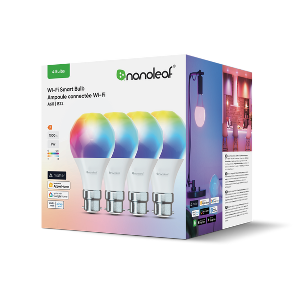 Matter Wi-Fi Smart Bulb (A60 | B22, 4 Pack)