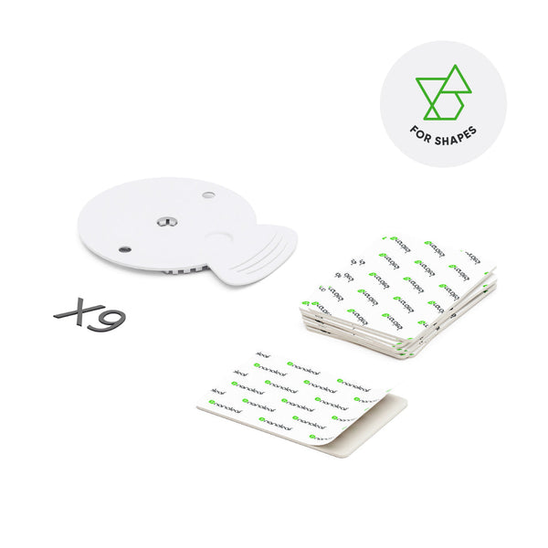 Shapes Standard Mounting Plates + Tape (1 Pack, 9 pieces, White)