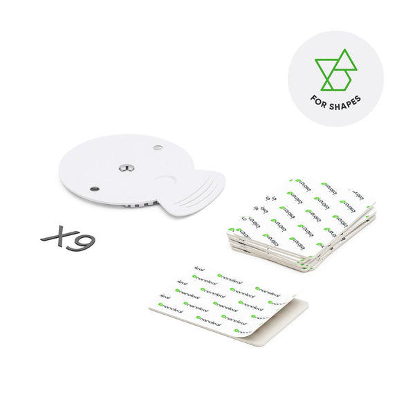 Shapes Standard Mounting Plates + Tape (1 Pack, 9 pieces, White)
