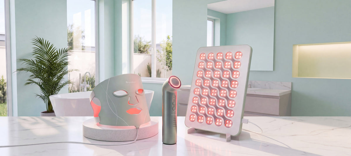 Nanoleaf wellness devices delivering red, blue, and infrared light therapy at home