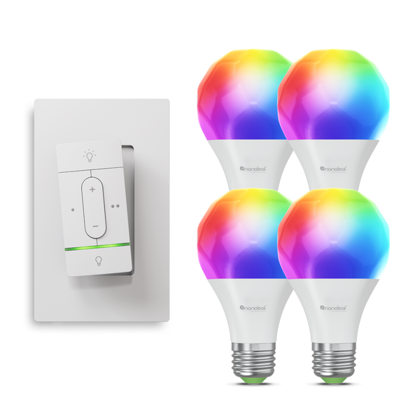 Nanoleaf Sense+ Wireless Switch with A19 Bulbs (4pk) Bundle