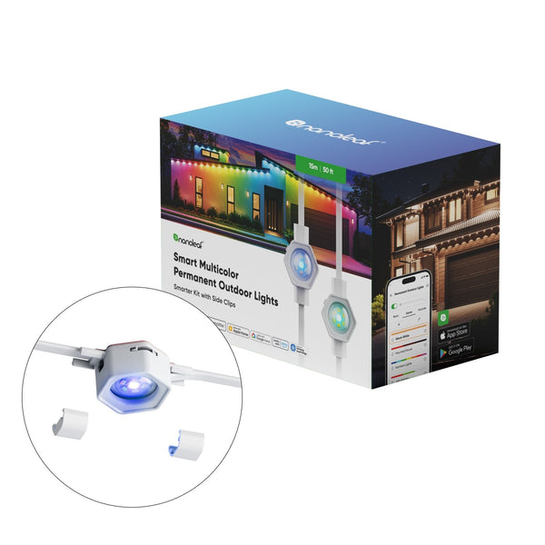 Smart Multicolor Permanent Outdoor Lights | Starter Kit (Side Clips, 50ft/15m)