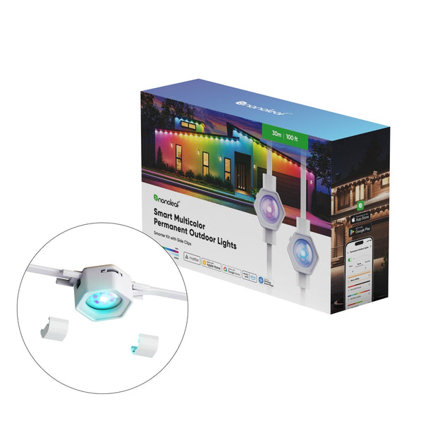 Smart Multicolor Permanent Outdoor Lights | Starter Kit (Side Clips, 100ft/30m)